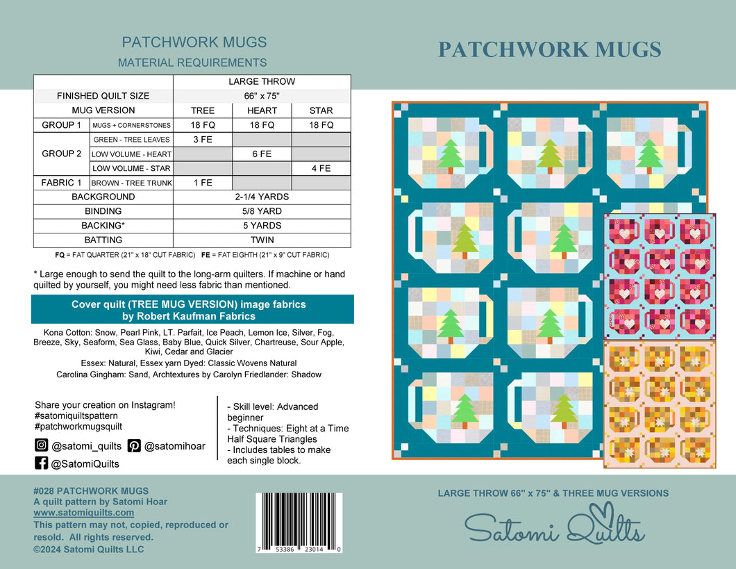 PATCHWORK MUGS_ paper quilt pattern