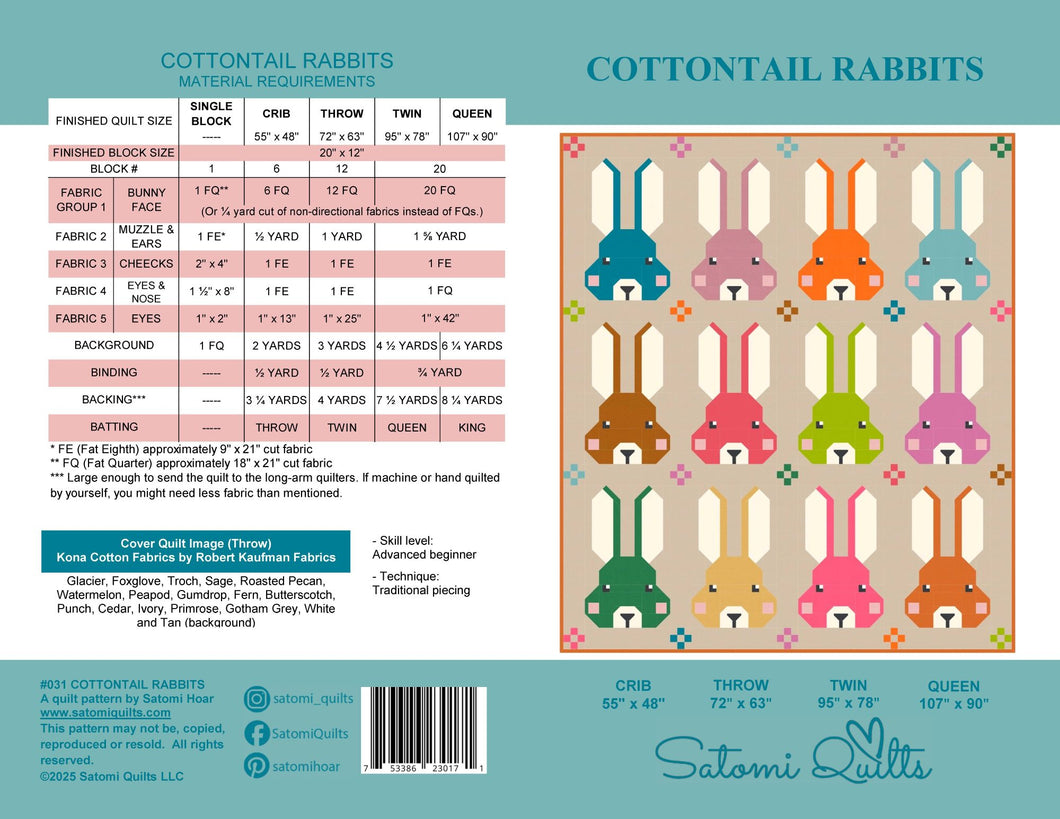 COTTONTAIL RABBITS_ paper quilt pattern