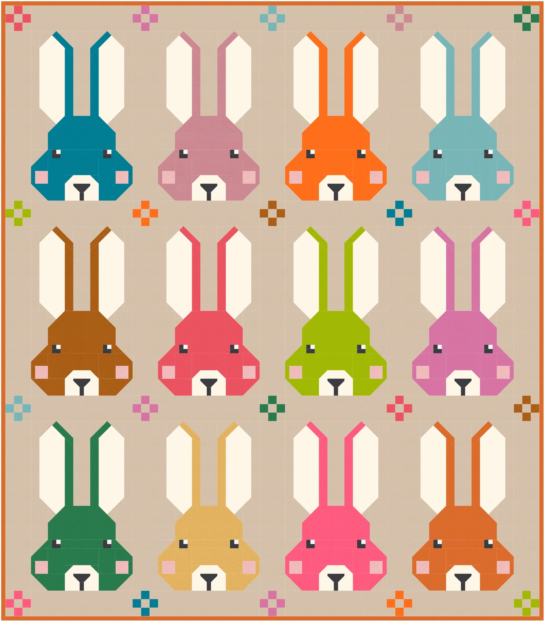 Bunny Rabbit Quilt Patterns COTTONTAIL RABBITS_ digital quilt pattern – Satomi Quilts