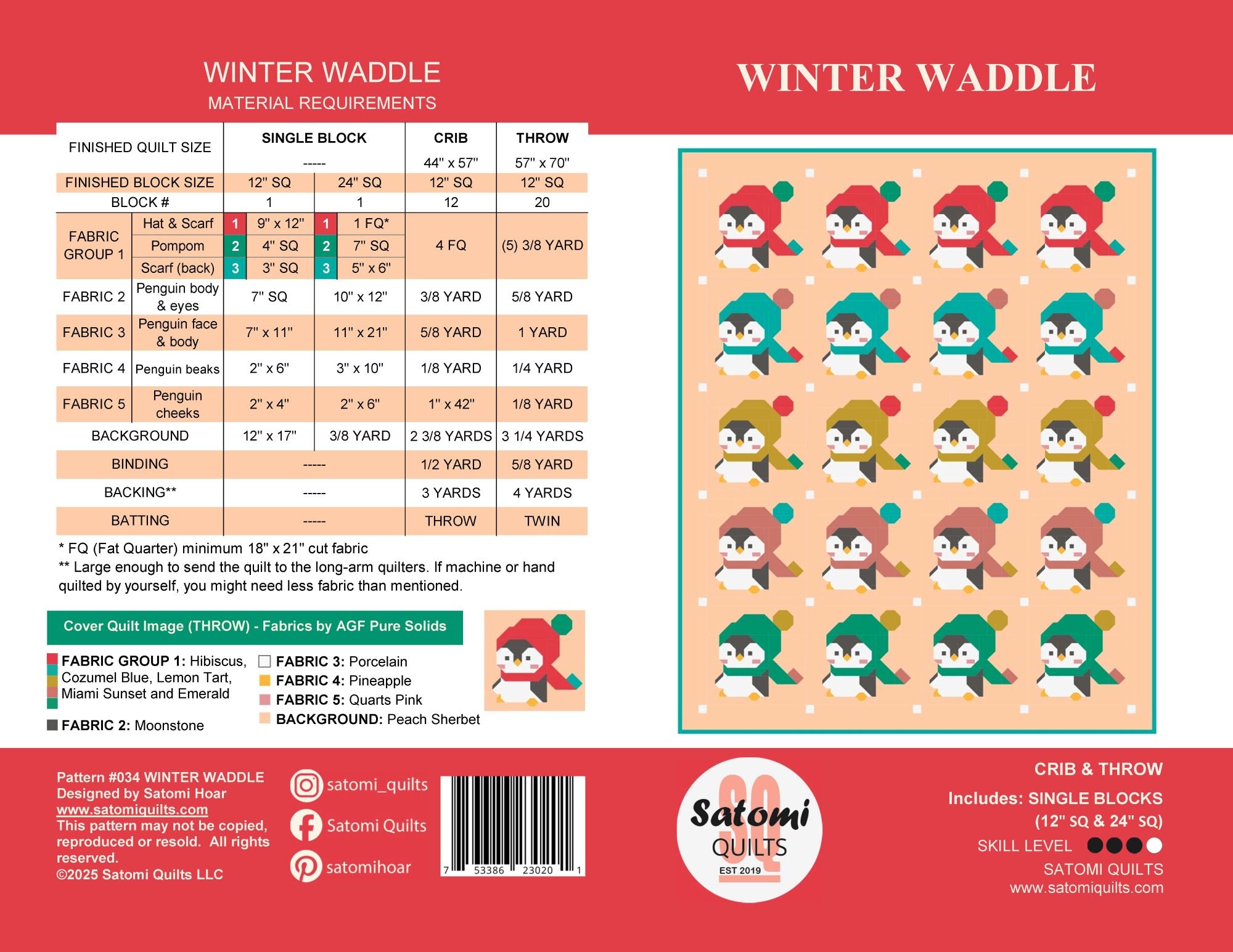 WINTER WADDLE_paper quilt pattern – Satomi Quilts