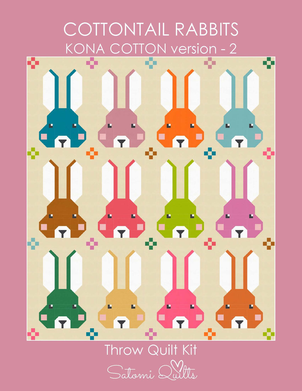 Cottontail Rabbits - Throw Quilt Kit 2 - Kona Cotton version