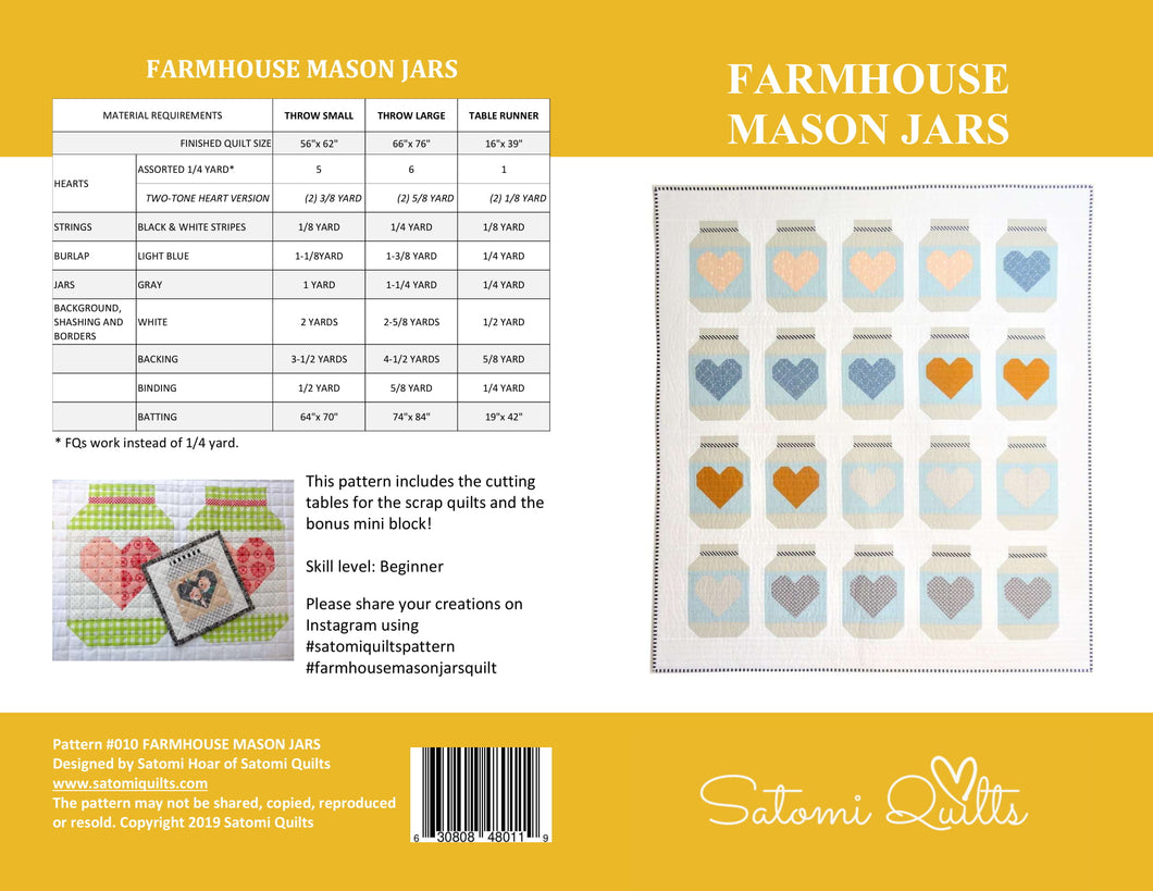 FARMHOUSE MASON JARS _ paper quilt pattern